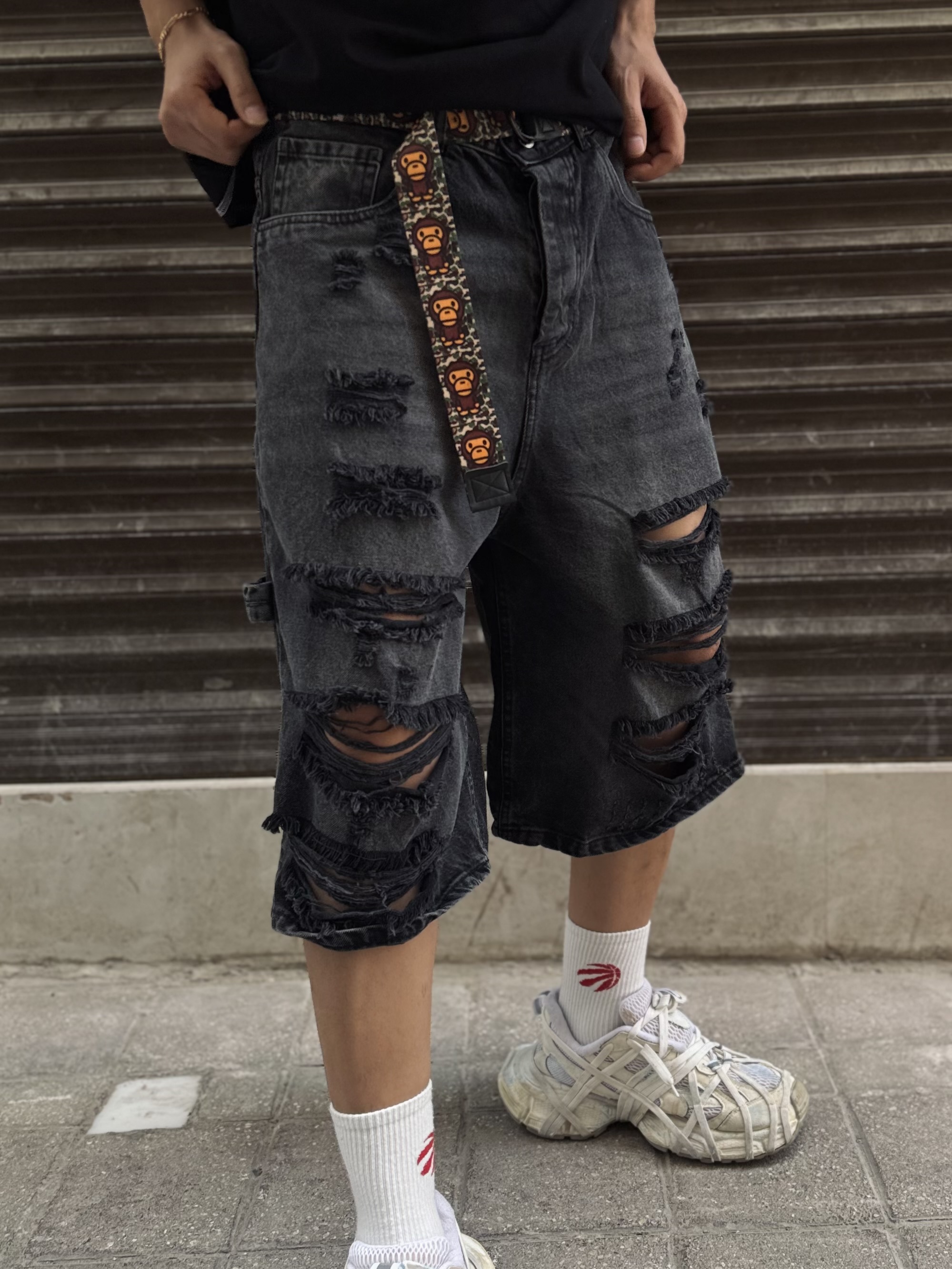 شلوارک جورتس ذغالی فول زاپ